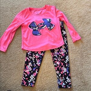 Under Armour Neon Pink Top and Abstract Leggings Set